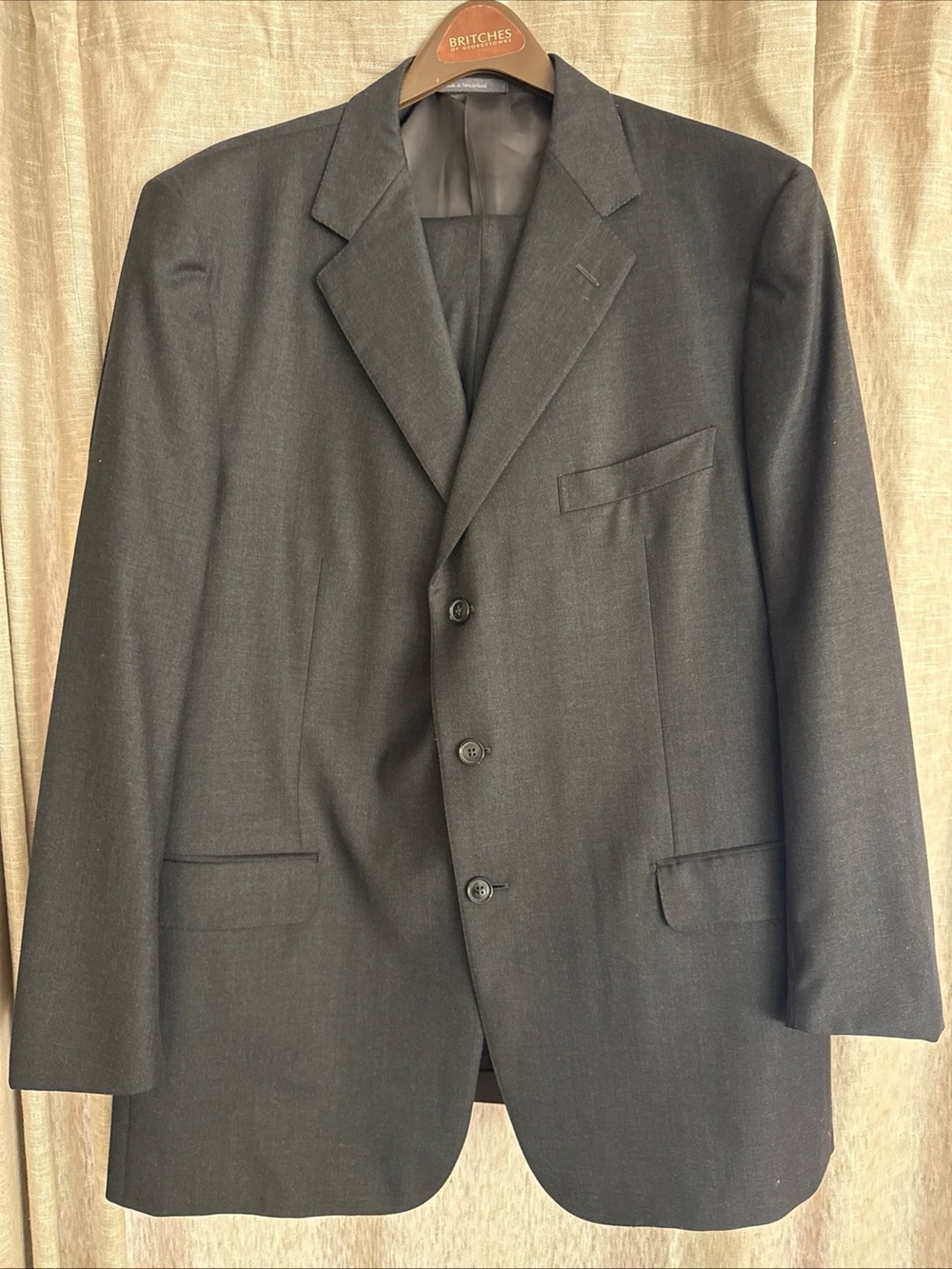 Ermenegildo Zegna Suit Mens 48R Gray 3 Button 100% Wool Pants Pleated Dual Vents